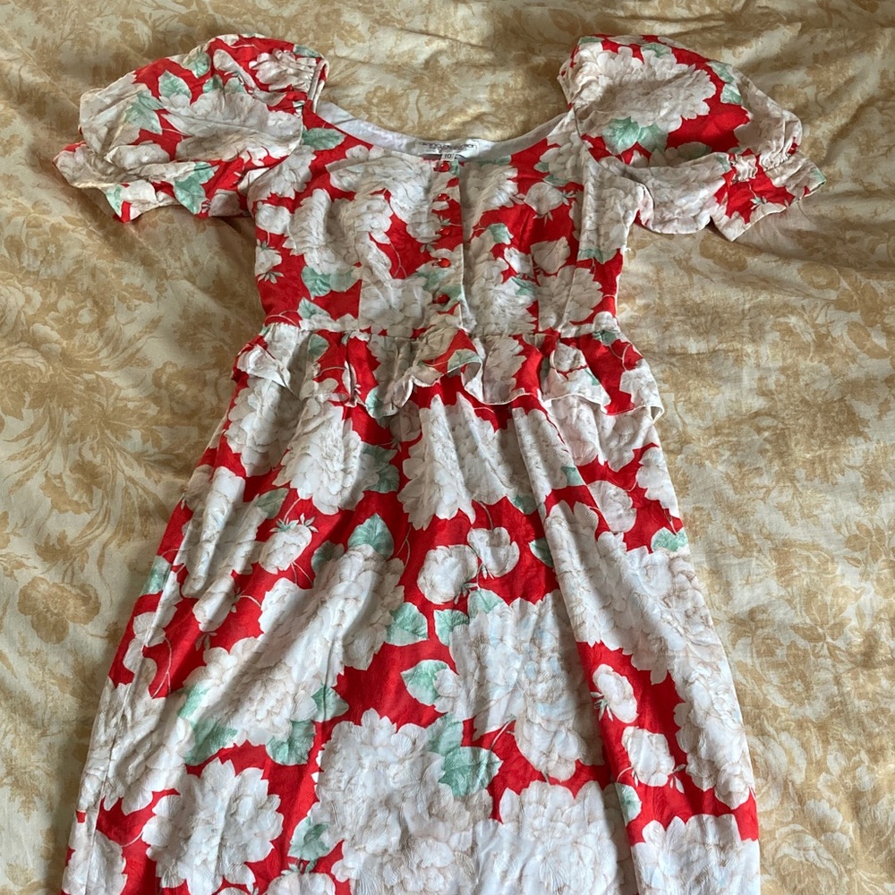 Vintage (M) Floral Puff Sleeve Dress